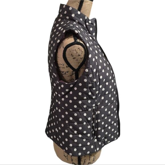 LOFT Moss Green and White Polka Dot Quilted Vest WOMEN'S Size XS - Picture 3 of 7